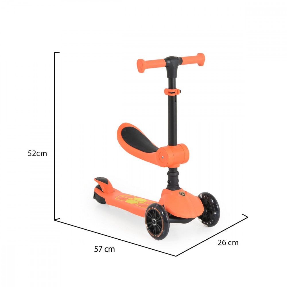 Η φωτογραφία δείχνει Παιδικό πατίνι με κάθισμα 2 σε 1 Lamborghini.