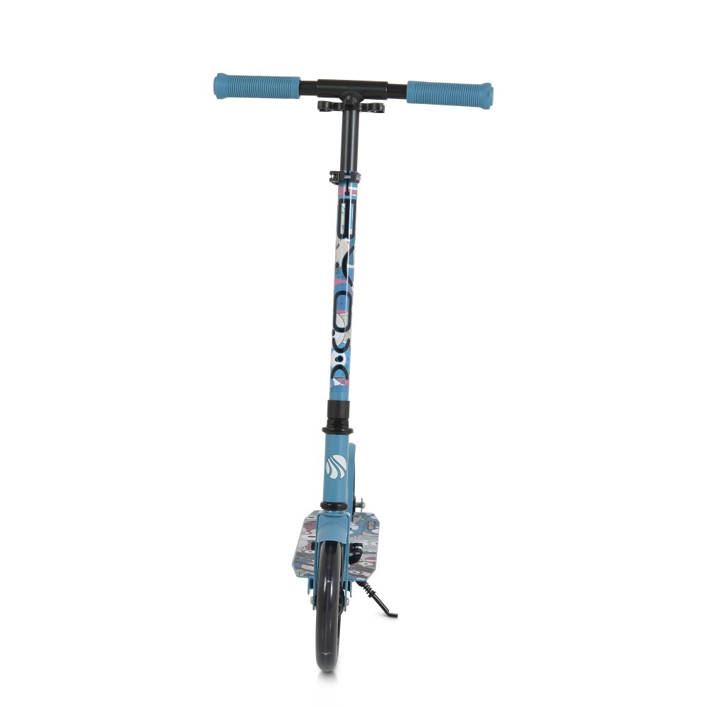 Η φωτογραφία δείχνει Byox Scooter Monster Blue Πτυσσόμενο σκούτερ αλουμινίου με τροχούς PU 200x30 mm.