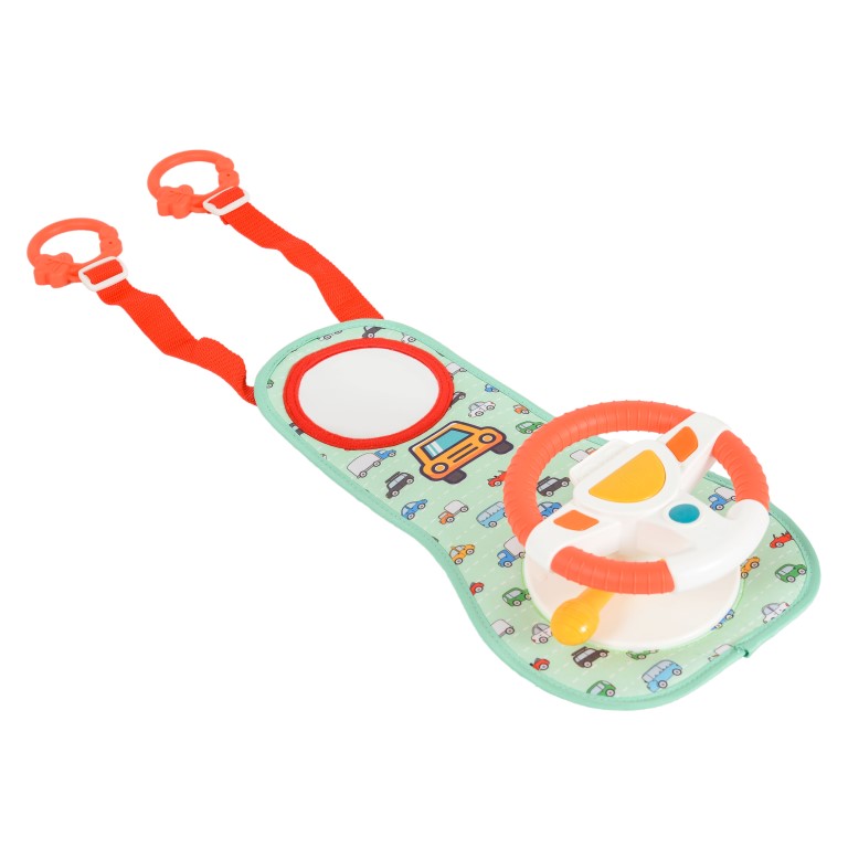 Η φωτογραφία δείχνει Moni Κρεμαστό Παιχνίδι Αυτοκινήτου Car toy Baby Pilot HE0623 3800146224318Ενσωματώνει ένα πολύχρωμο τιμόνι και λεβιέ ταχυτήτων με φώτα, ήχους αυτοκινήτων, υπέροχες μελωδίες και ένα μεγάλο ασφαλή καθρέφτη για μωρά.