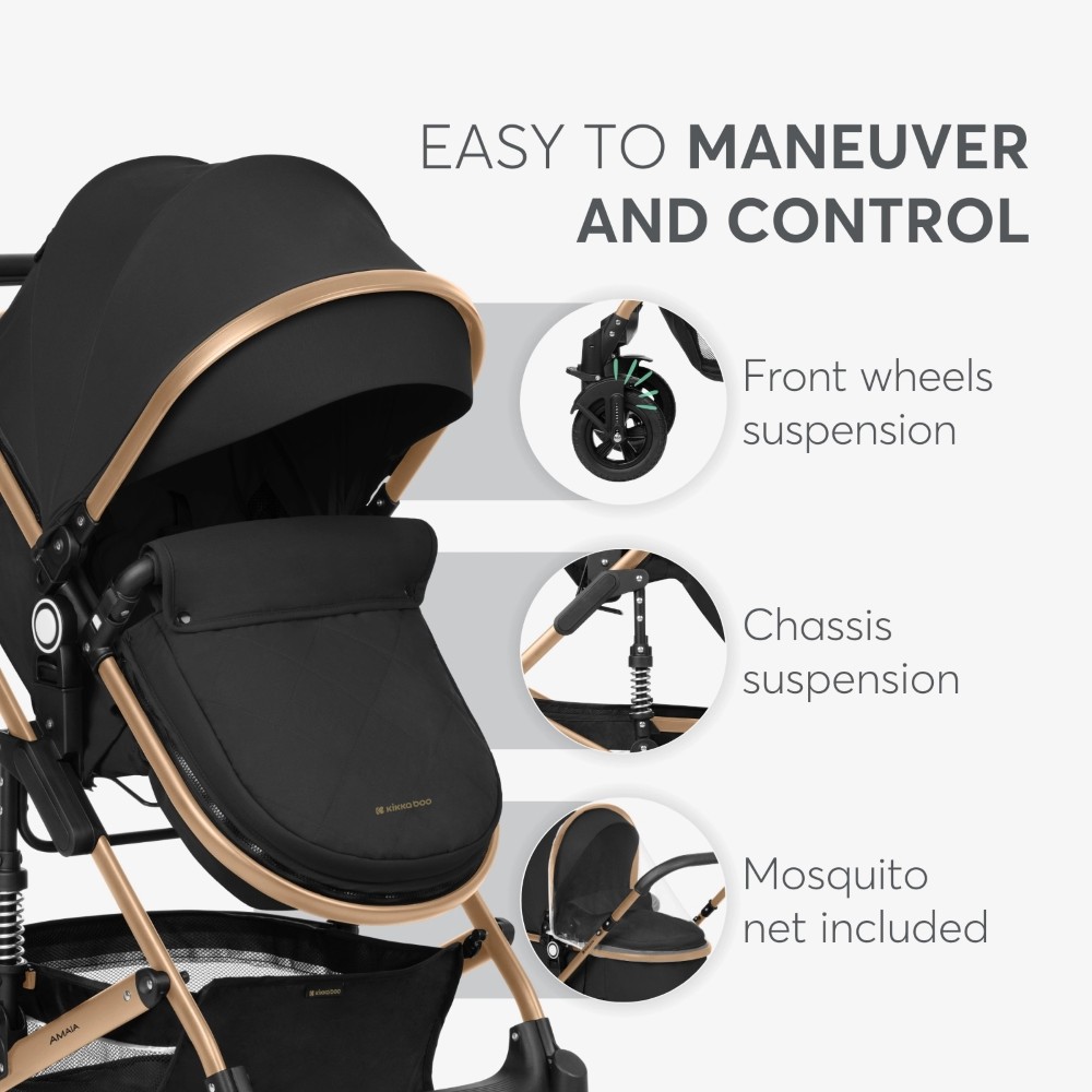 Πολυκαρότσι της εταιρείας Kikka Boo κατασκευασμένο απο πολυτελή υφάσματα και σκελετό αλουμινίου με ανοξείδωτη επίστρωση.