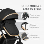 Καρότσι 3 σε 1 της εταιρείας Kikka Boo με ελαφρύ ατσάλινο σκελετό και εύκολο μετρατρέψιμο κάθισμα σε καλαθούνα.