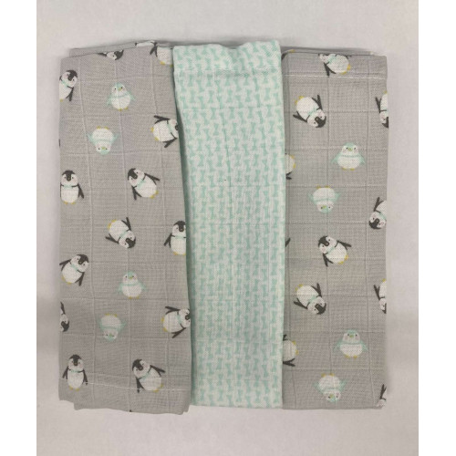 BEBEJOU ΣΕΤ 3 ΤΕΜ ΛΑΒΕΤΕΣ ΠΡΟΣΩΠΟΥ 32X32 GREY PENGUIN 3053117