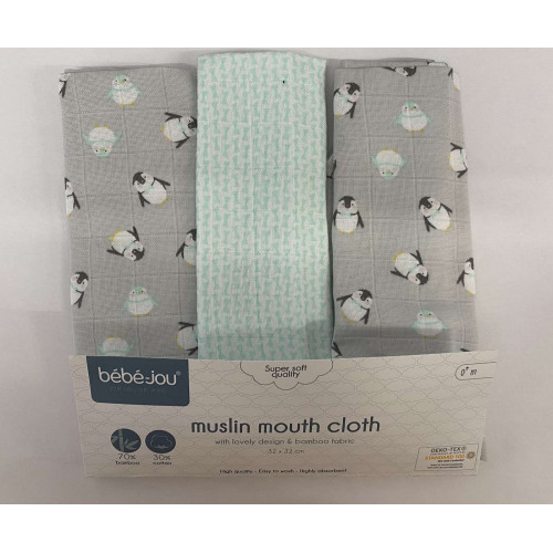 BEBEJOU ΣΕΤ 3 ΤΕΜ ΛΑΒΕΤΕΣ ΠΡΟΣΩΠΟΥ 32X32 GREY PENGUIN 3053117