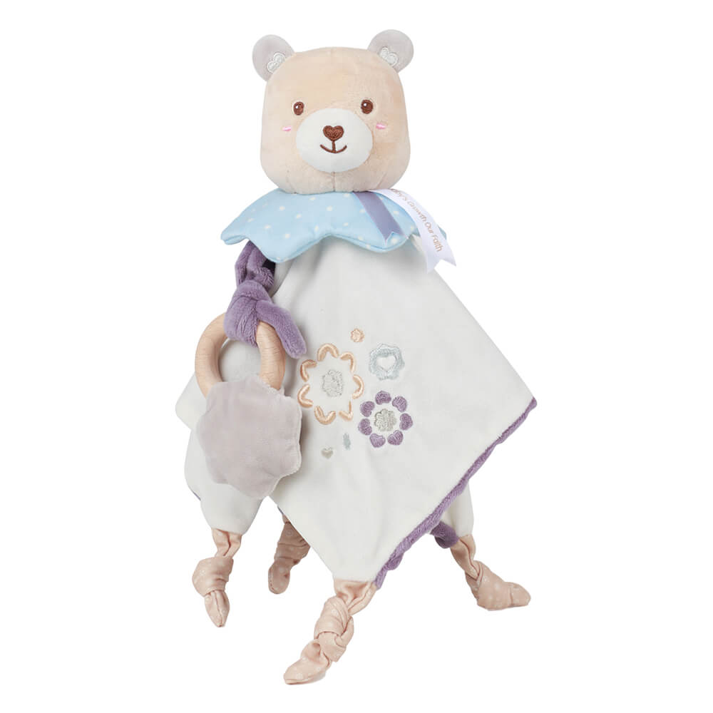 Η φωτογραφία δείχνει Το μαλακό πανάκι Teddy flower nani cuddle & teether θα συντροφεύει το μωράκι σας και θα γίνει ο αχώριστος φίλος του την ώρα του ύπνου, του παιχνιδιού και όχι μόνο.