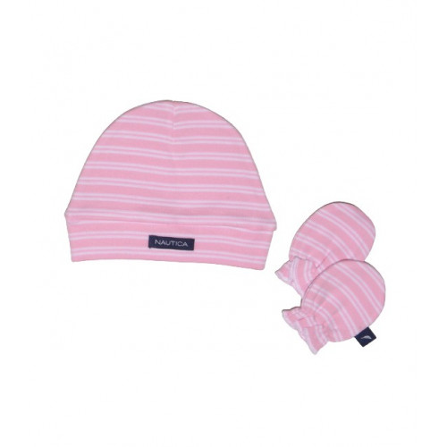 NAUTICA DES 22 ΣΕΤ ΣΚΟΥΦΑΚΙ & 2 ΓΑΝΤΑΚΙΑ ΡΟΖ ΜΕ ΛΕΥΚΗ ΡΙΓΑ 49-9748/22