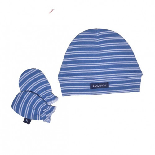 NAUTICA DES 24 ΣΕΤ ΣΚΟΥΦΑΚΙ & 2 ΓΑΝΤΑΚΙΑ ΜΠΛΕ ΜΕ ΛΕΥΚΗ ΡΙΓΑ 49-9748/24