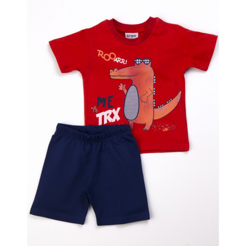 TRAX ΠΑΙΔΙΚΟ ΣΕΤ T-SHIRT ΒΕΡΜΟΥΔΑ KOKKINO 39424