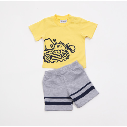 TRAX ΣΕΤ T-SHIRT ΜΕ ΒΕΡΜΟΥΔΑ ΑΓΟΡΙ ΚΟΝΤΟΜΑΝΙΚΟ ΤΡΑΚΤΕΡ ΚΙΤΡΙΝΟ-ΓΚΡΙ 41052
