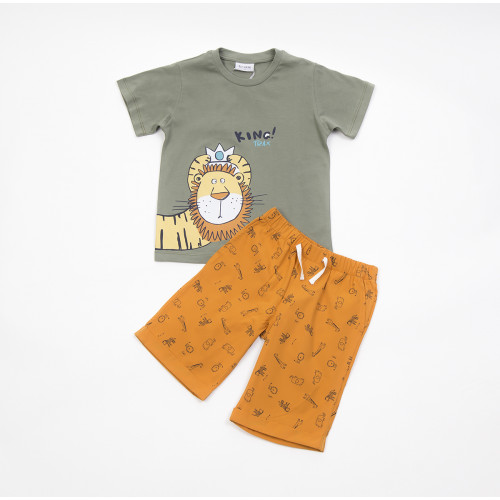 TRAX ΣΕΤ T-SHIRT ΜΕ ΒΕΡΜΟΥΔΑ ΑΓΟΡΙ ΚΟΝΤΟΜΑΝΙΚΟ LION KING ΧΑΚΙ-ΠΟΡΤΟΚΑΛΙ 41430