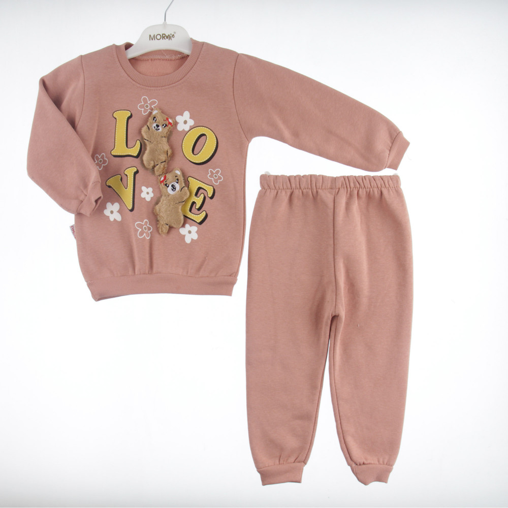 ΠΑΙΔΙΚΟ ΣΕΤ ΓΙΑ ΚΟΡΙΤΣΙΜπλούζα-φούτερ μακρυμάνικη με στρογγυλή λαιμόκοψη.