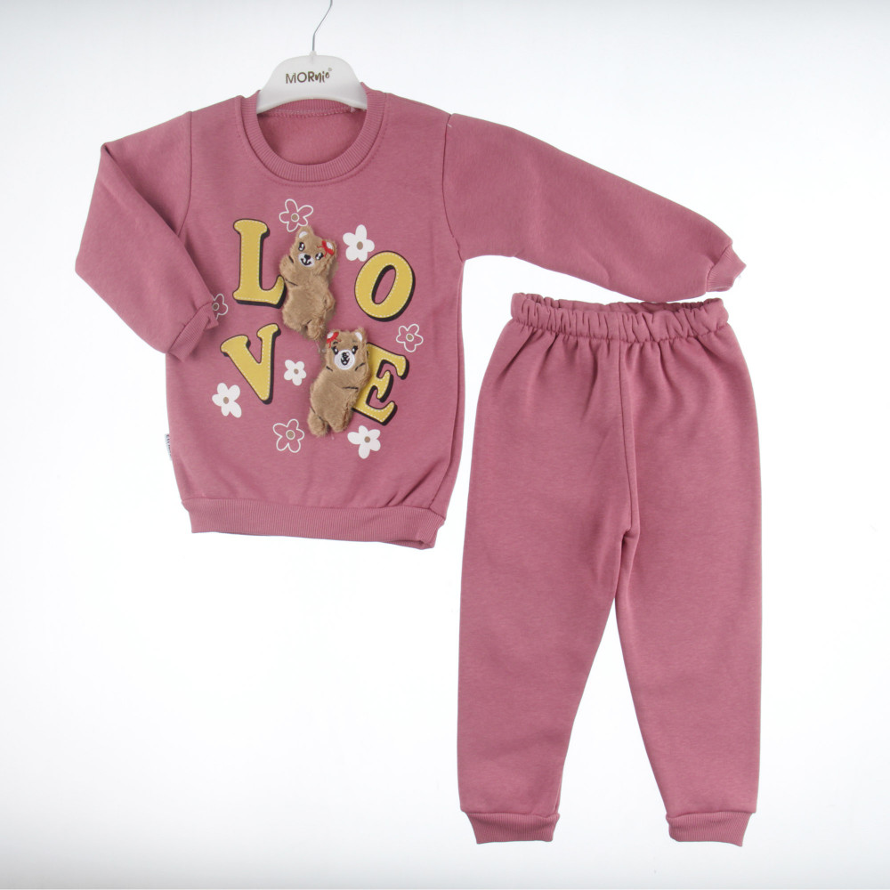 Η φωτογραφία δείχνει ΠΑΙΔΙΚΟ ΣΕΤ ΓΙΑ ΚΟΡΙΤΣΙΜπλούζα-φούτερ μακρυμάνικη με στρογγυλή λαιμόκοψη.