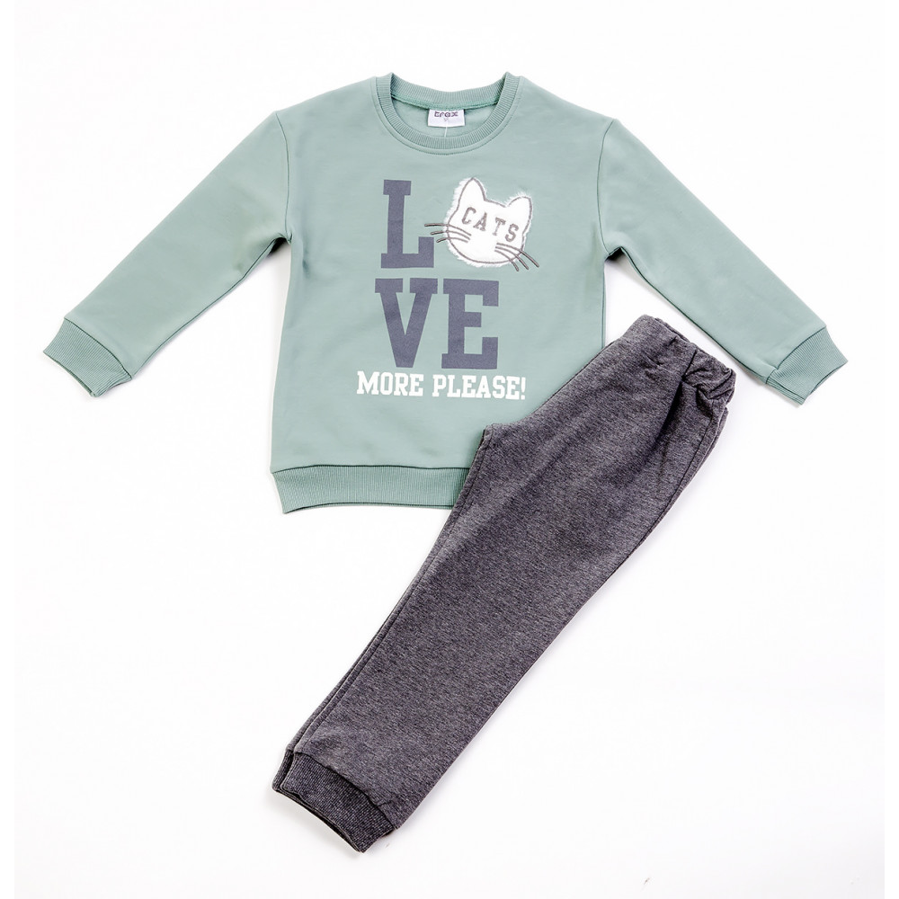 Βρεφική φόρμα σετ Trax για κορίτσιΑποτελείται από μακρυμάνικη μπλούζα φούτερ με εντυπωσιακό ανάγλυφο τύπωμα μπροστά, σε συνδυασμό με παντελόνι φούτερ με λάστιχο στο κάτω μέροςΠοιοτικά ρούχα από την Ελληνική Εταιρία Trax με απίστευτα ανθεκτικά υφάσματα και χρώματα !Σύνθεση:80%Cotton-20%Polyester