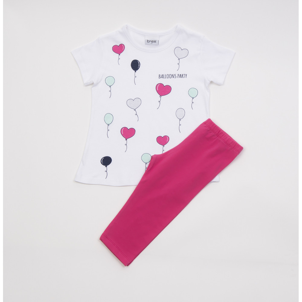 ΠΑΙΔΙΚΟ ΣΕ Τ ΓΙΑ ΚΟΡΙΤΣΙ ΑΠΟ ΤΗΝ ΕΤΑΙΡΕΙΑ TRAXΠεριλαμβάνει :Μπλούζα λευκή με πολύχρωμο τύπωμαΠαντελόνιΣύνθεση: 100% Βαμβάκι-μπλούζα και 95% Βαμβάκι-5% Lycra-παντελόνιΕλληνικής κατασκευής