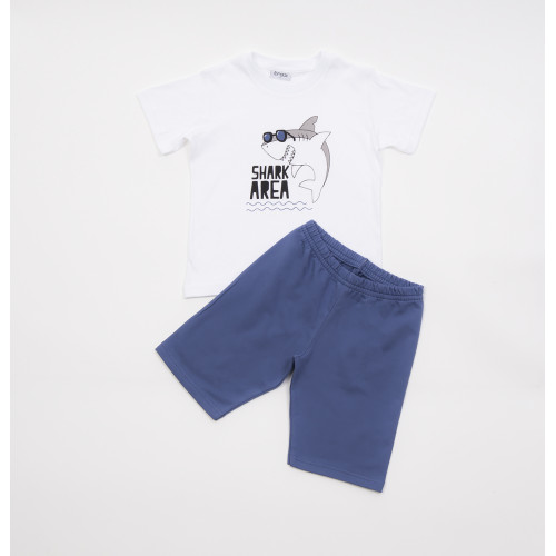 TRAX ΣΕΤ T-SHIRT ΜΕ ΒΕΡΜΟΥΔΑ ΑΓΟΡΙ ΚΟΝΤΟΜΑΝΙΚΟ ΛΕΥΚΟ-ΜΠΛΕ 41405
