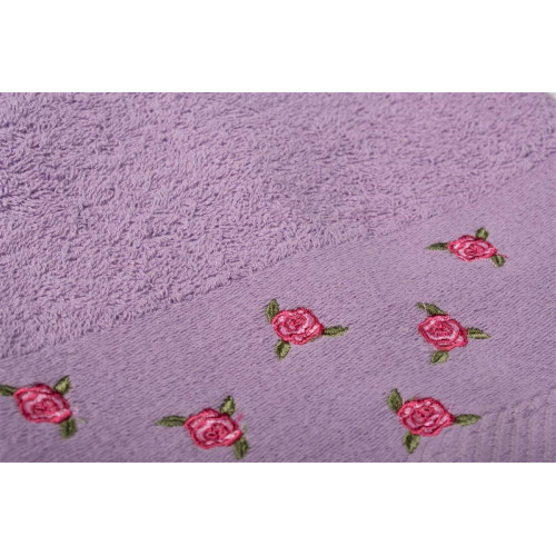 DIMCOL ΠΕΤΣΕΤΑ ΠΡΟΣΩΠΟΥ ΜΕ ΚΕΝΤΗΜΑ ΑΝΘΑΚΙ 450 GSM 50x90CM 100% COTTON ΜΩΒ 33140944001