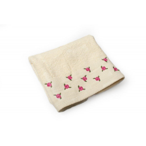 DIMCOL ΠΕΤΣΕΤΑ ΠΡΟΣΩΠΟΥ ΜΕ ΚΕΝΤΗΜΑ ΑΝΘΑΚΙ 450 GSM 50x90CM 100% COTTON ΕΚΡΟΥ 33140944003