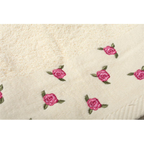 DIMCOL ΠΕΤΣΕΤΑ ΠΡΟΣΩΠΟΥ ΜΕ ΚΕΝΤΗΜΑ ΑΝΘΑΚΙ 450 GSM 50x90CM 100% COTTON ΕΚΡΟΥ 33140944003