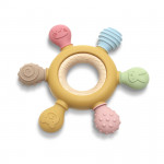 Η φωτογραφία δείχνει Μασητικό οδοντοφυίας κατασκευασμένο απο σιλικόνη και ξύλο οξιάς.